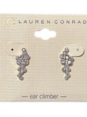 LC Lauren Conrad Crystal Silver Ear Climbers